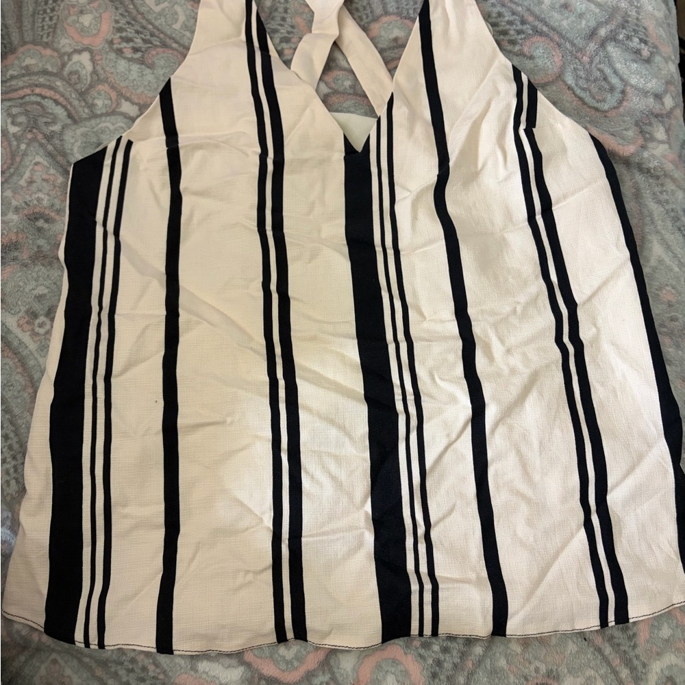 Topshop Black and White Striped Camisole